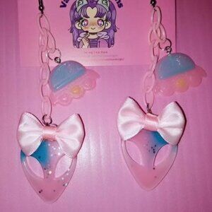 inspired kawaii alien and spaceship earrings
